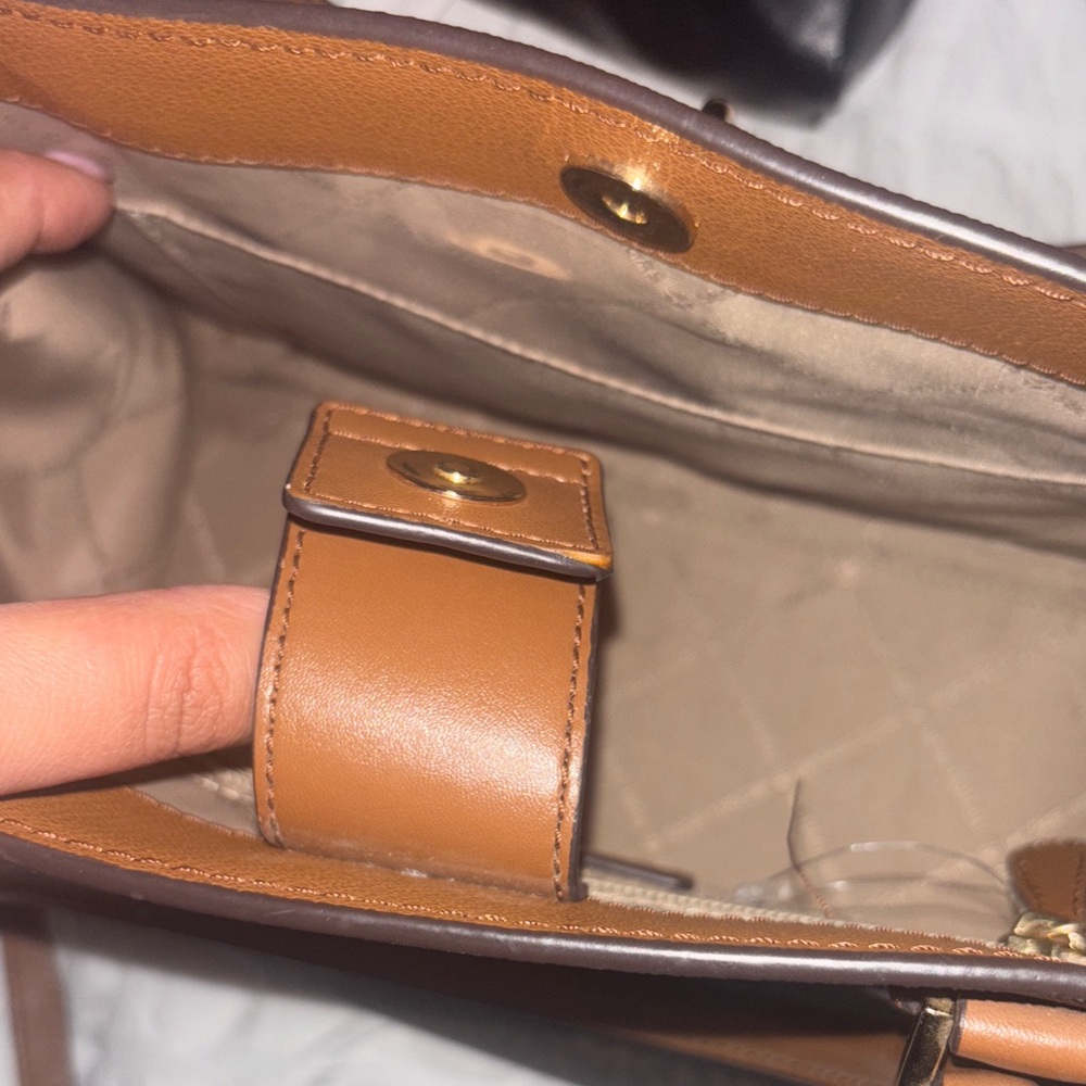 Michael Kors Dark Brown Shoulder Bag with Gold Accent